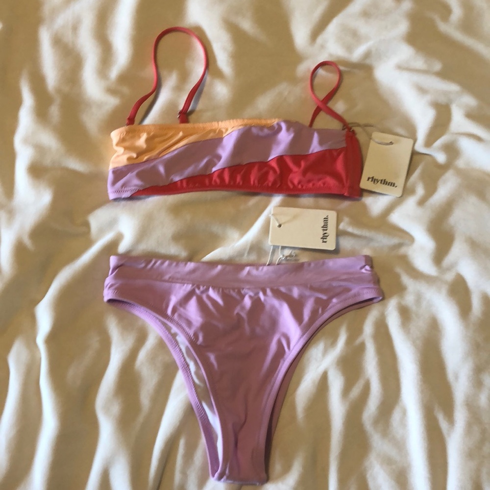 Rhythm swimwear lavender stripe bikini